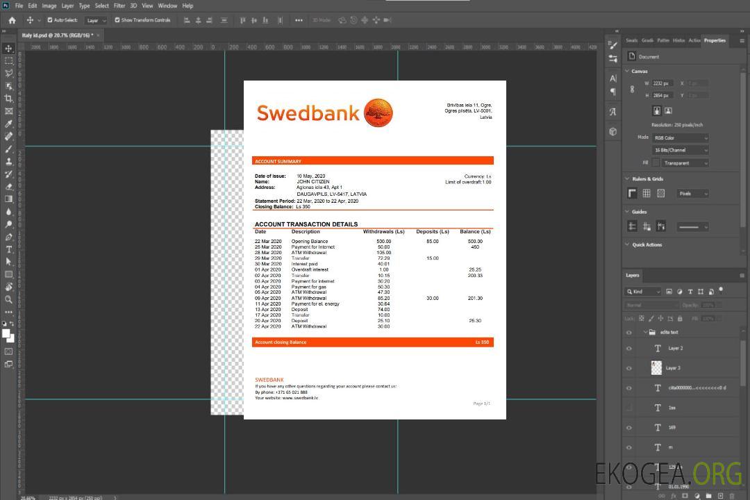 Lettonie Swedbank template